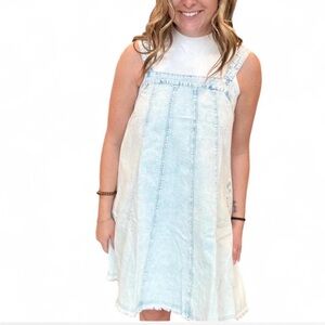 Light wash denim mini dress